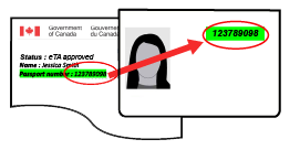 Imagen de la carta de aprobación y la página de información del pasaporte