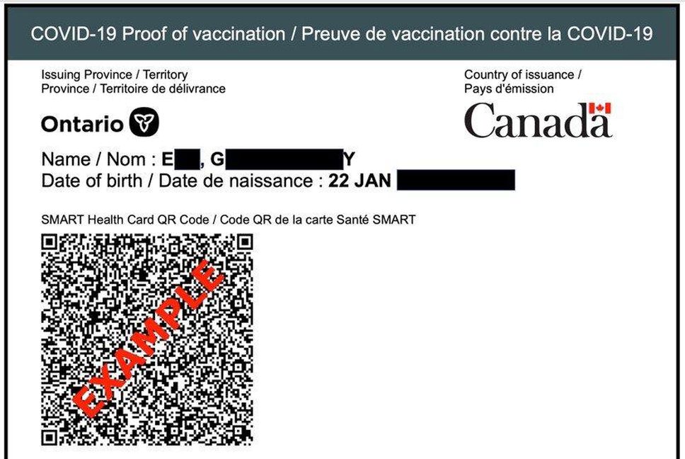 Kanadensiskt Covid-19 bevis på vaccination